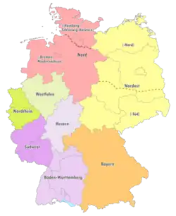 Geografische Einteilung der Oberligen zur Saison 2002/03