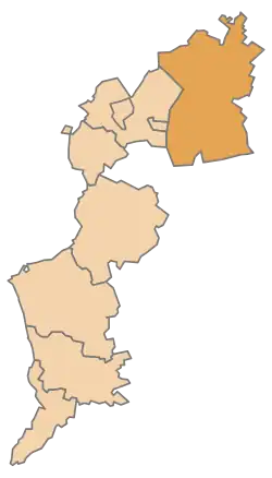 Lage des Bezirkes Neusiedl am See innerhalb des Burgenlandes