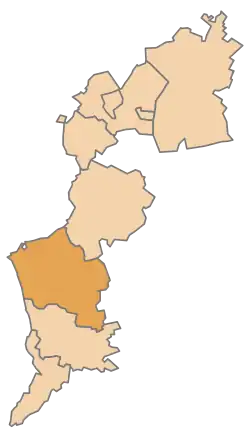 Lage des Bezirkes Oberwart innerhalb des Burgenlandes