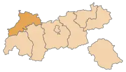 Lage des Bezirkes Reutte innerhalb Tirols