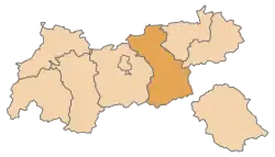 Lage des Bezirkes Schwaz innerhalb Tirols