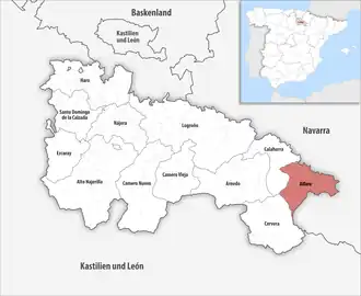 Die Lage der Comarca Alfaro in der autonomen&nbsp;Gemeinschaft&nbsp;La Rioja