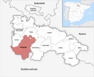Die Lage der Comarca Alto Najerilla in der autonomen&nbsp;Gemeinschaft&nbsp;La&nbsp;Rioja