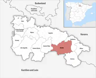 Die Lage der Comarca Arnedo in der autonomen&nbsp;Gemeinschaft&nbsp;La Rioja