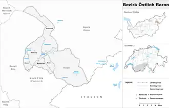 Karte von Östlich Raron Halbbezirk