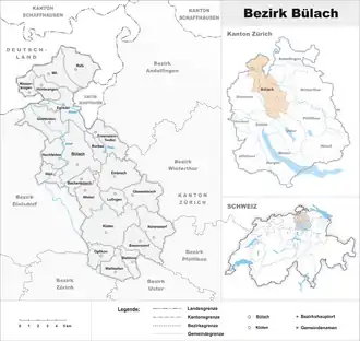 Karte von Bezirk Bülach