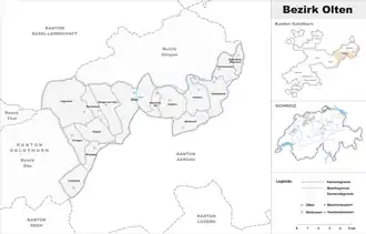 Karte von Bezirk Olten