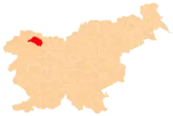 Karte von Slowenien, Position von Bled hervorgehoben