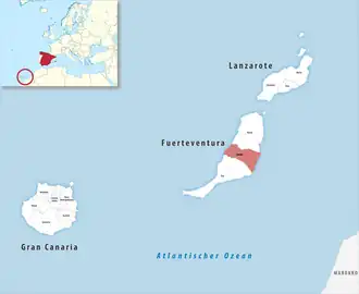 Die Lage der Comarca Centro in der Provinz Las Palmas