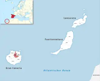 Die Lage der Comarca Centro Norte in der Provinz Las Palmas