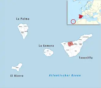 Die Lage der Comarca Icod in der Provinz Santa Cruz de Tenerife