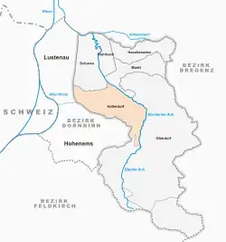 Österreichkarte, Position von Hatlerdorf hervorgehoben