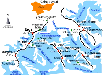 Eiger-Umgebungskarte