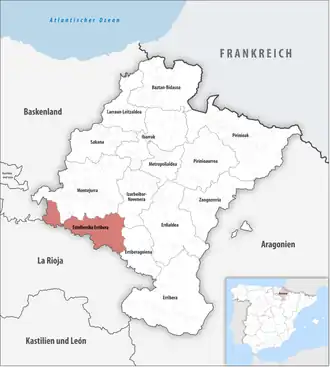 Die Lage der Comarca Estellerriko Erribera in der autonomen Gemeinschaft Navarra