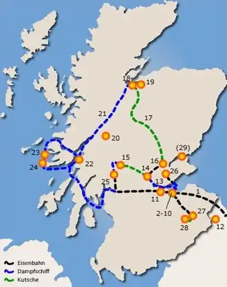 Die Zahlen bezeichnen die Kapitelnummern in Jenseit des Tweed