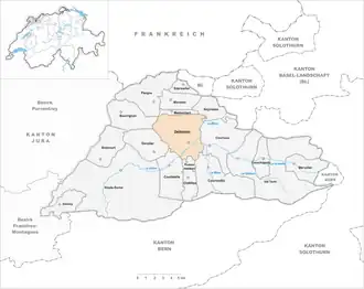 Karte von Delsberg Delémont