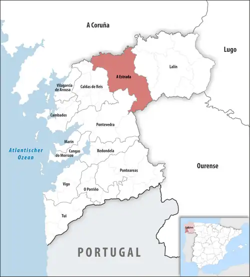 Die Lage des Gerichtsbezirk A Estrada in der Provinz&nbsp;Pontevedra