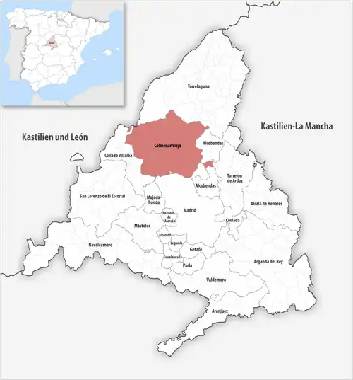 Die Lage des Gerichtsbezirk Colmenar Viejo in der autonomen Gemeinschaft Madrid