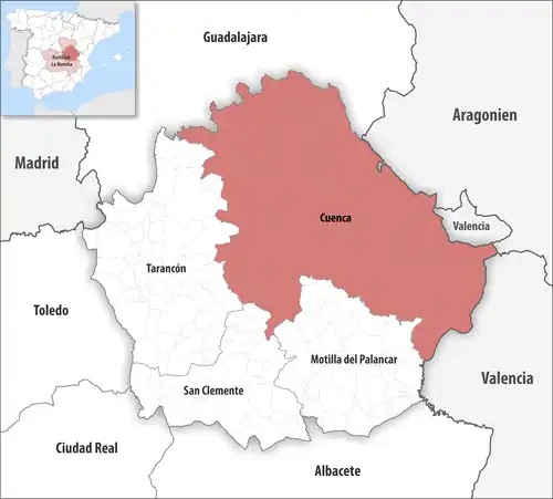 Die Lage des Gerichtsbezirk Cuenca in der Provinz Cuenca