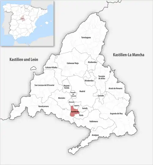 Die Lage des Gerichtsbezirk Fuenlabrada in der autonomen&nbsp;Gemeinschaft&nbsp;Madrid