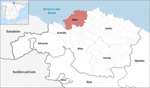 Die Lage des Gerichtsbezirk Getxo in der Provinz&nbsp;Bizkaia