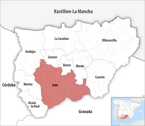 Die Lage des Gerichtsbezirk Jaén in der Provinz&nbsp;Jaén