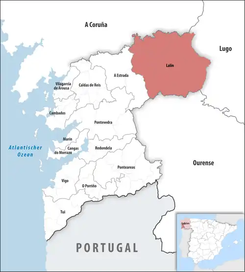 Die Lage des Gerichtsbezirk Lalín in der Provinz&nbsp;Pontevedra