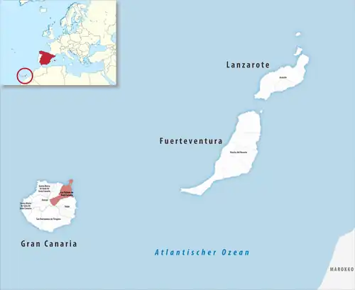 Die Lage des Gerichtsbezirk Las Palmas de Gran Canaria in der Provinz&nbsp;Las Palmas