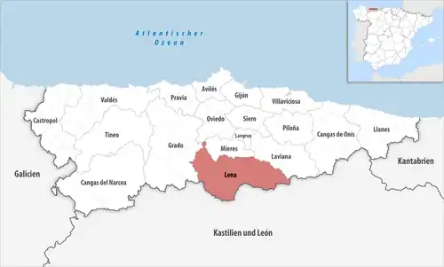 Die Lage des Gerichtsbezirk Laviana in der Provinz&nbsp;Asturien