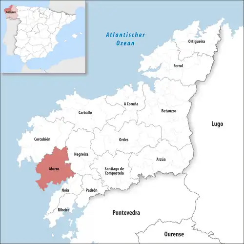Die Lage des Gerichtsbezirk Muros in der Provinz&nbsp;A Coruña