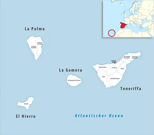 Die Lage des Gerichtsbezirk Puerto de la Cruz in der Provinz&nbsp;Santa&nbsp;Cruz&nbsp;de&nbsp;Tenerife