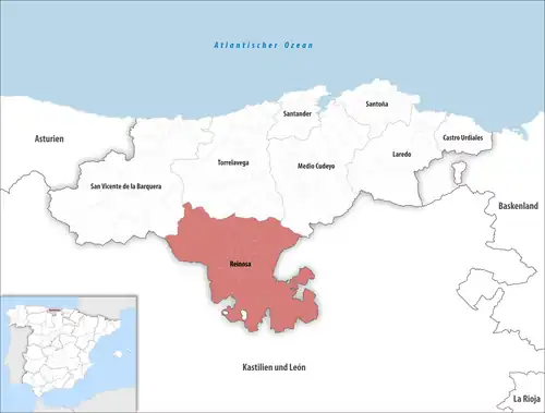 Die Lage des Gerichtsbezirk Reinosa in der autonomen&nbsp;Gemeinschaft&nbsp;Kantabrien