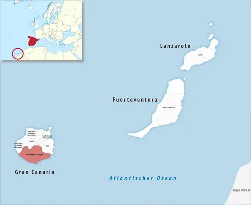 Die Lage des Gerichtsbezirk San Bartolomé de Tirajana in der Provinz&nbsp;Las&nbsp;Palmas