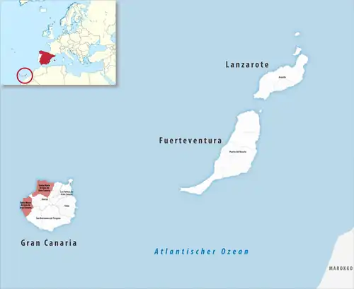 Die Lage des Gerichtsbezirk Santa María de Guía de Gran Canaria in der Provinz&nbsp;Las&nbsp;Palmas