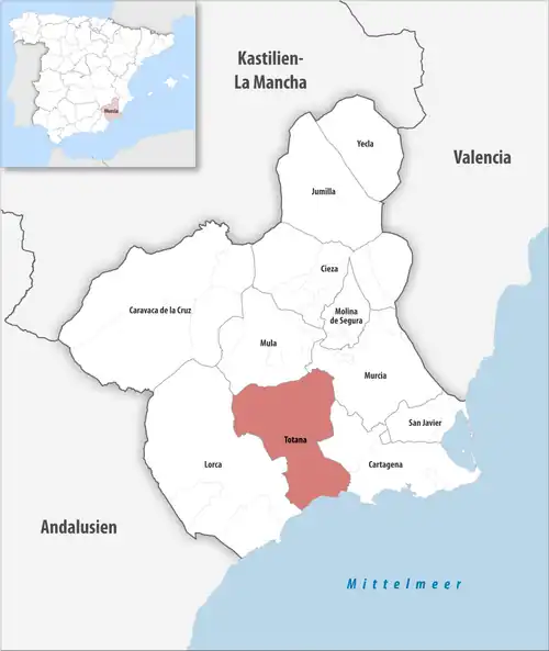 Die Lage des Gerichtsbezirk Totana in der autonomen&nbsp;Gemeinschaft&nbsp;Murcia