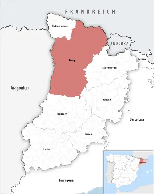 Die Lage des Gerichtsbezirk Tremp in der Provinz&nbsp;Lleida
