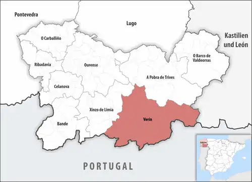 Die Lage des Gerichtsbezirk Verín in der Provinz&nbsp;Ourense