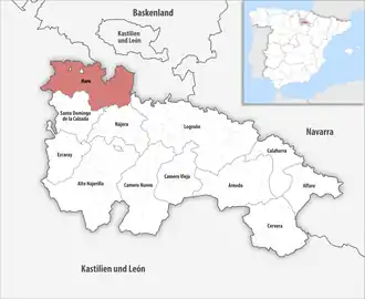 Die Lage der Comarca Haro in der autonomen&nbsp;Gemeinschaft&nbsp;La&nbsp;Rioja