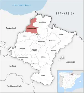 Die Lage der Comarca Larraun-Leitzaldea in der autonomen&nbsp;Gemeinschaft&nbsp;Navarra