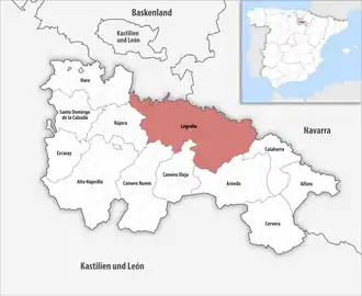 Die Lage der Comarca Logroño in der autonomen Gemeinschaft La Rioja