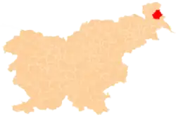 Karte von Slowenien, Position von Občina Moravske Toplice hervorgehoben