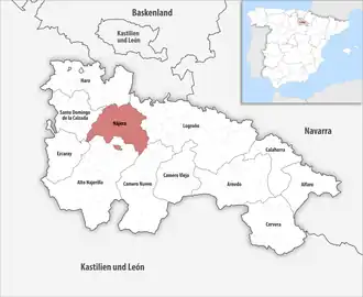 Die Lage der Comarca Nájera in der autonomen Gemeinschaft La Rioja