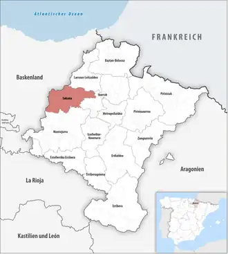 Die Lage der Comarca Sakana in der autonomen&nbsp;Gemeinschaft&nbsp;Navarra