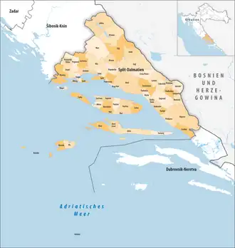 Gemeinden der Gespanschaft Gespanschaft Split-Dalmatien