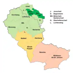 Rückseitige Vorkragung: ● rot: kaum ● orange: selten ● hellgrün: vorhanden ● grün: besonders häufig