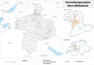 Karte von Verwaltungsregion Bern-Mittelland