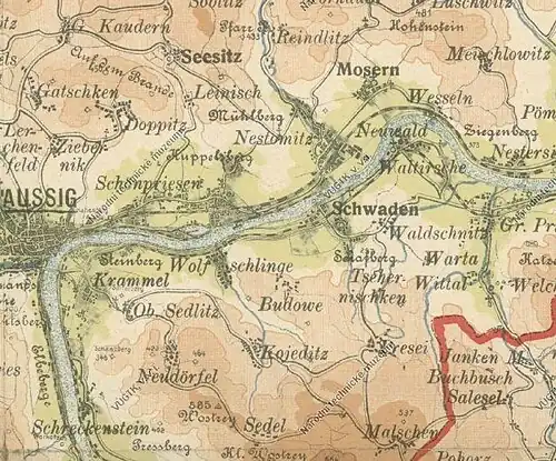 Karten-Ausschnitt von Schwaden um 1910