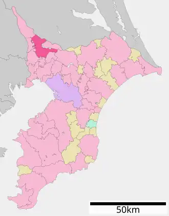 Lage Kashiwas in der Präfektur