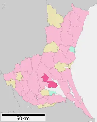 Lage Kasumigauras in der Präfektur