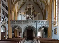 Blick nach Westen mit Empore und Orgel (Aufnahme 2018)